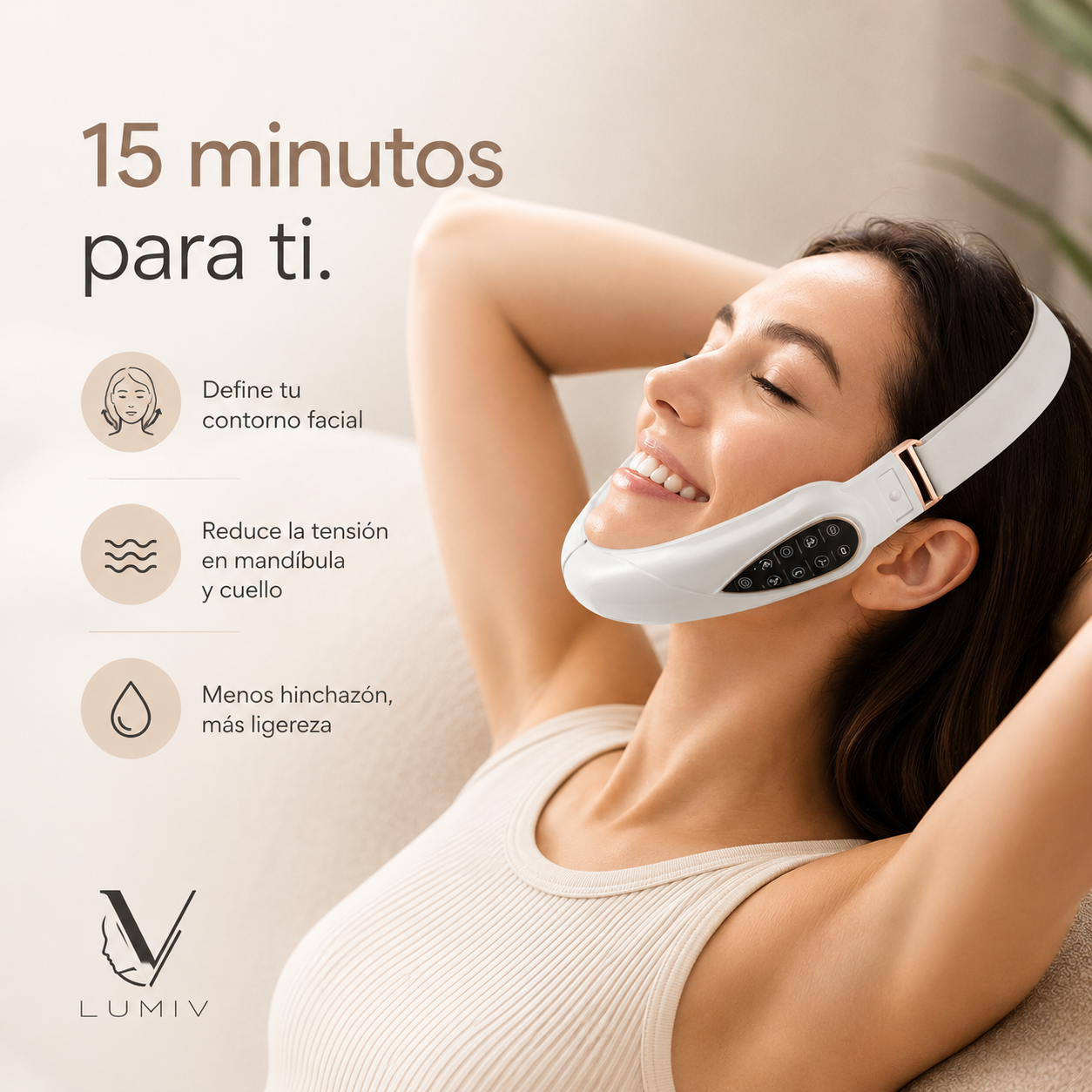 Masajeador Facial EMS Reductor de Papada | Definidor de Mandíbula en V | Lifting sin Cirugía