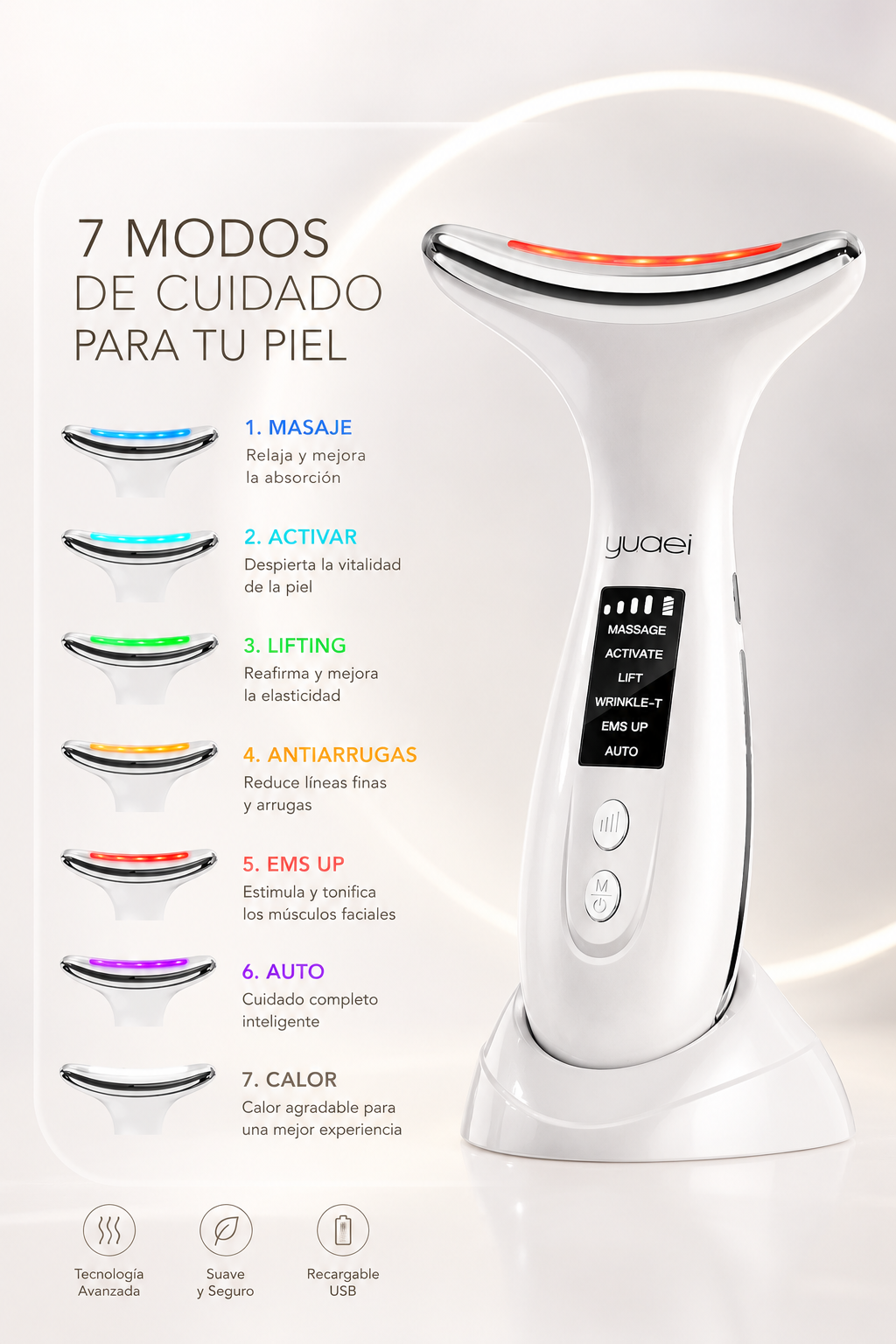 Masajeador Facial 7 colores LumiV